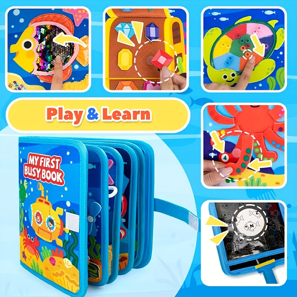 Ocean Busy Book Educational Sensory Toy with Animals Letters & Numbers