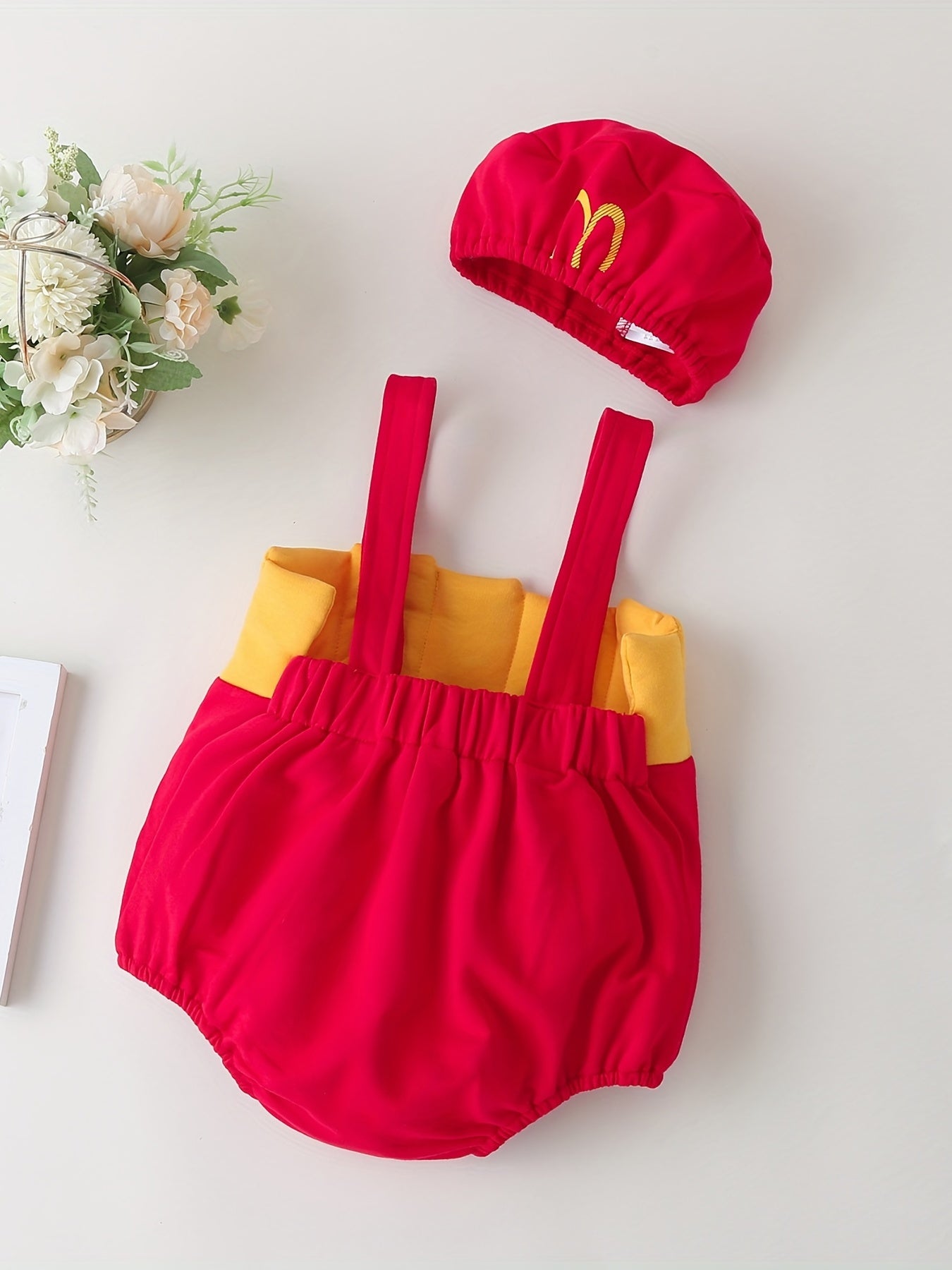 Baby's Summer Cartoon Letter Graphic Suspenders & Hat Set