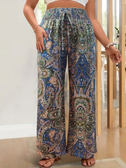  Geometric Print Drawstring Wide Leg Pants