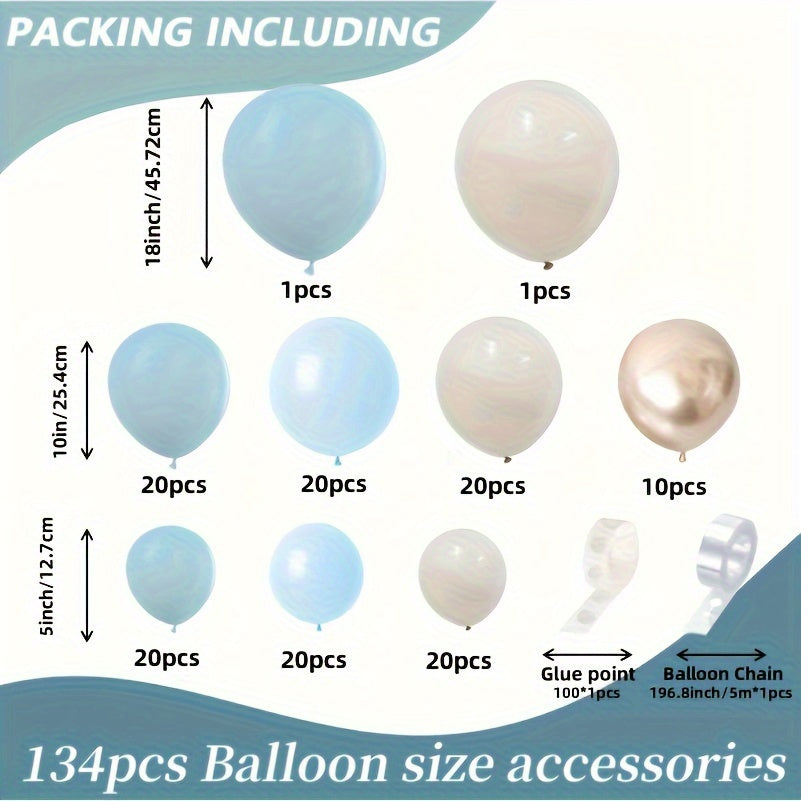 134pcs Golden Balloon Arch Garland Kit Retro DIY Balloons Decor