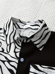 Boys Block Short Sleeves Shirt Preppy Style For Summer Kids Clothes