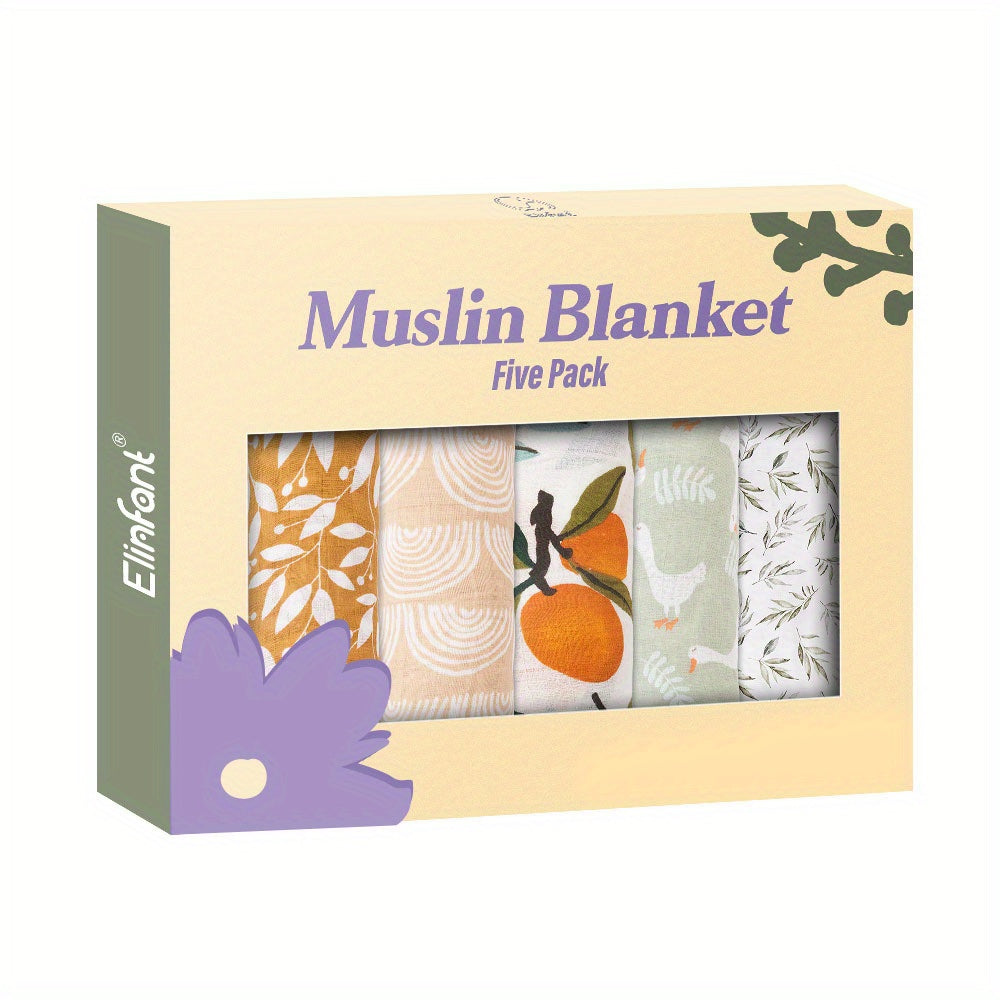 5Pcs Orange Rainbow Moon Baby Bibs Muslin Burp Cloth