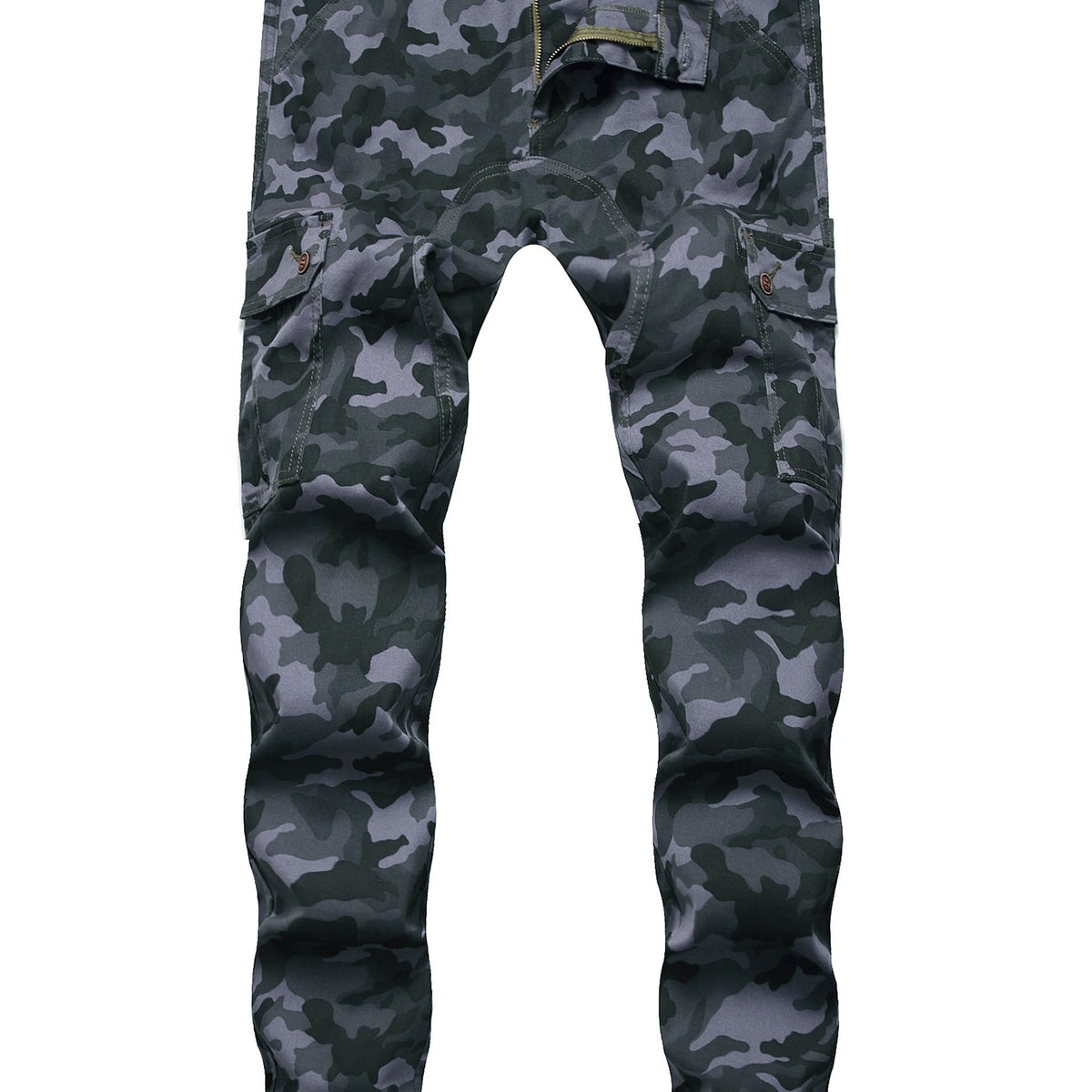 Camouflage Pattern Pocket Jeans Mens Casual Stretch Biker Jeans