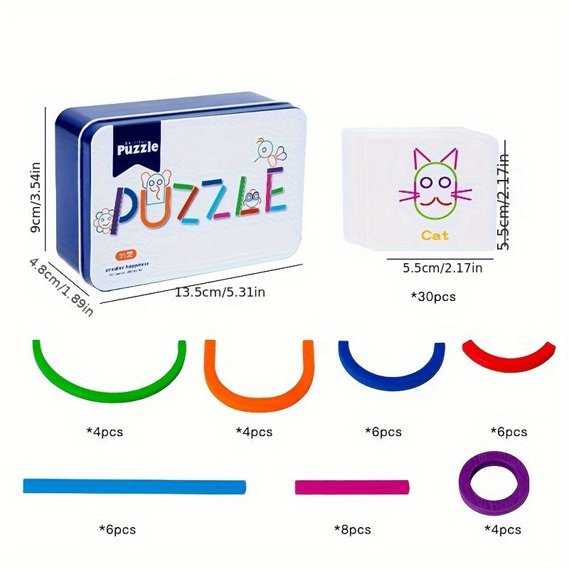 Wooden Puzzle Blocks Letter Pattern Matching Building Games