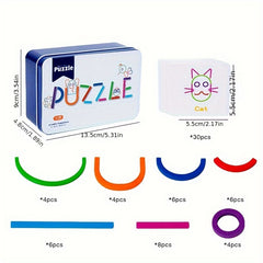 Wooden Puzzle Blocks Letter Pattern Matching Building Games