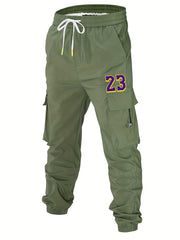 Men's Casual Cargo Pants with Drawstring Pockets