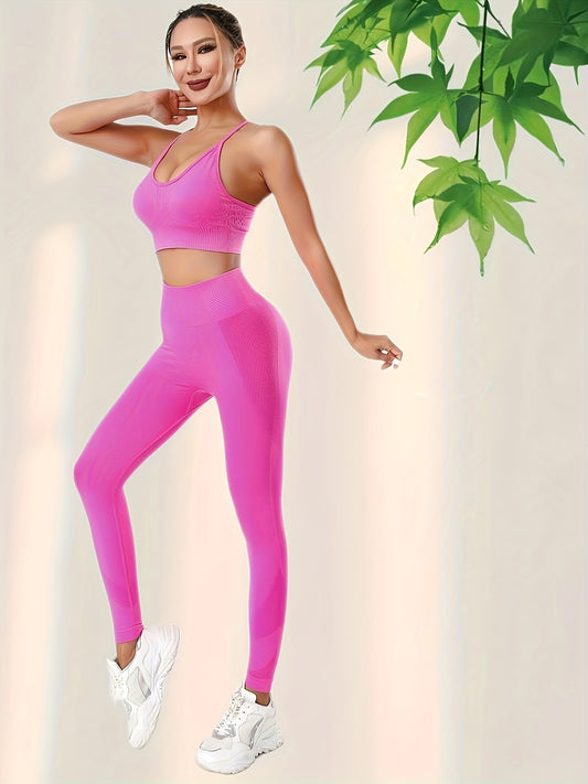 Yoga Cami Crop Top & Leggings Set Women's Activewear