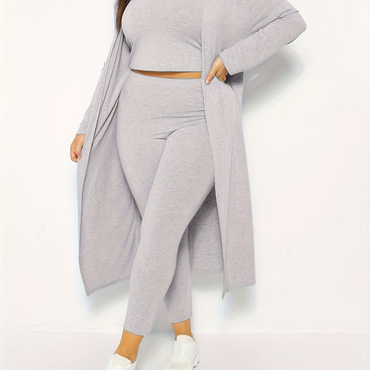  3-Piece Basic Outfits Set: Tube Top, Pants, Cardigan
