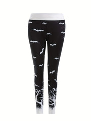 Halloween Print Skinny Leggings High Waist Stretchy Leggings