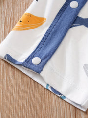 Whale Print Cardigan Baby Bodysuit Newborn Onesie