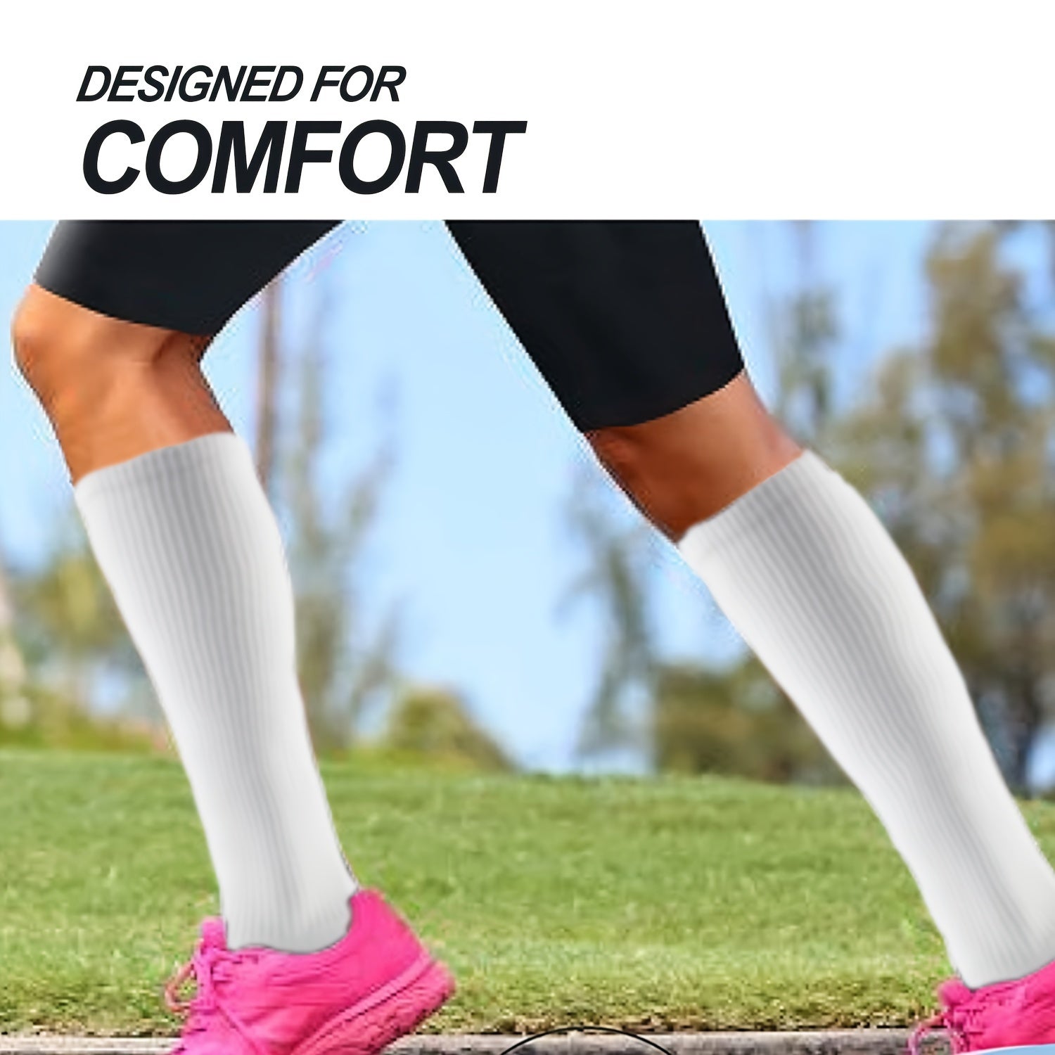 6 Pairs Men's Bamboo Compression Socks Moisture Wicking Knee High Socks