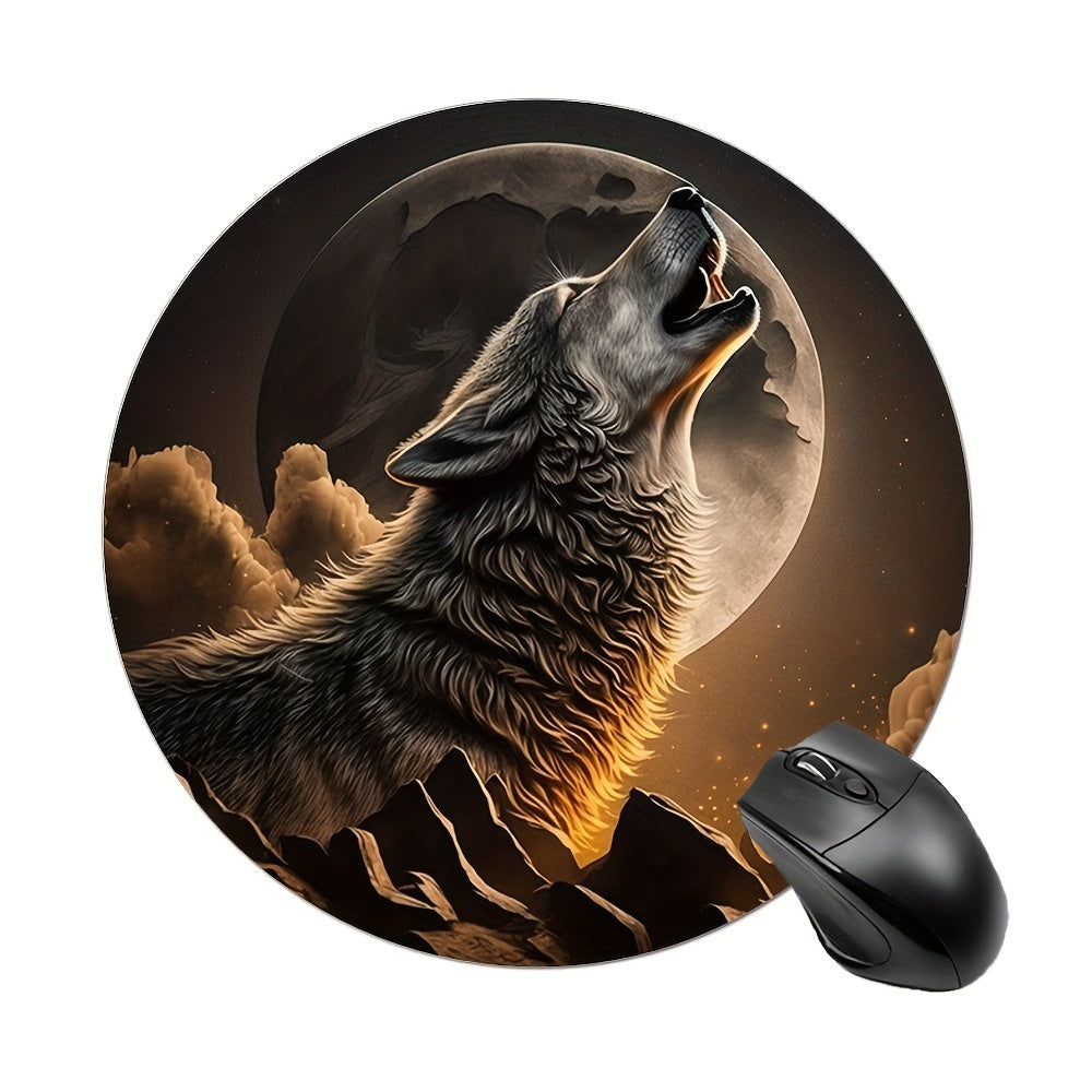 Indian Wolf Round Mouse Mat Mouse Pad with Non Slip Rubber Base - Small Size