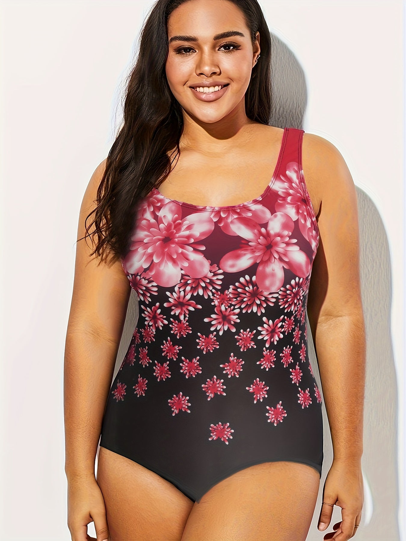  Modest Swimsuit Women's Plus Ombre Floral Print One Piece