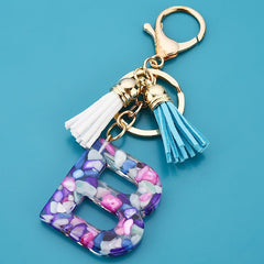 Alphabet Resin Keychain Ring Purse Bag Charm Women Girls Gift