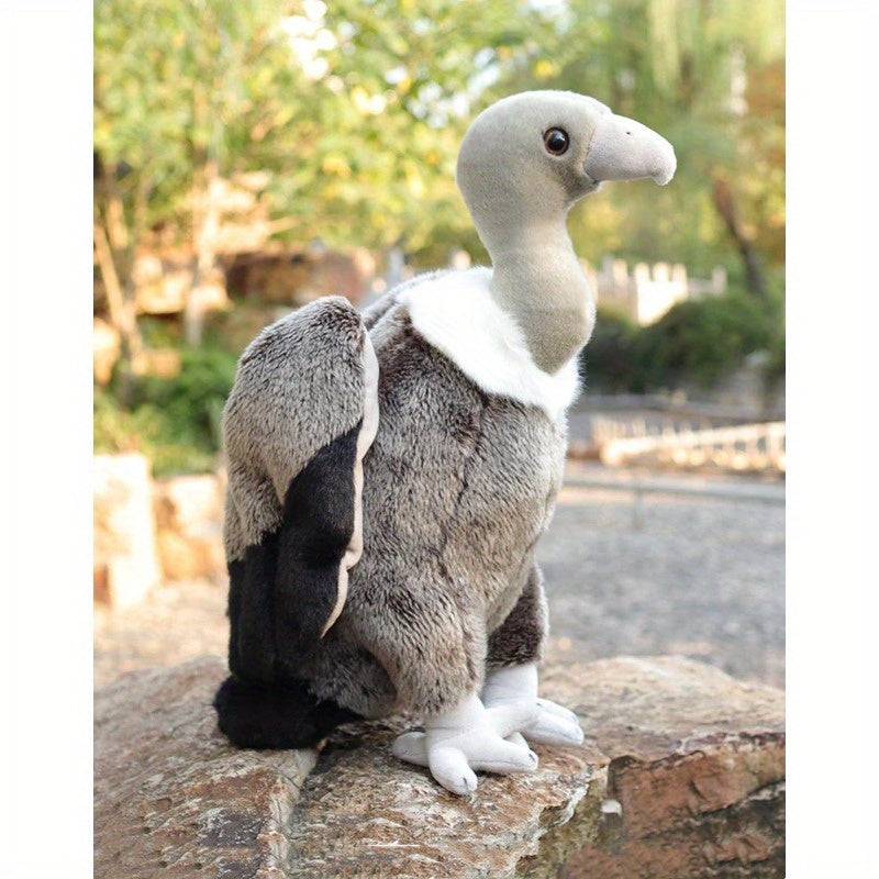 Realistic Vulture Plush Toy Durable Soft Grey Stuffed Animal