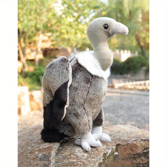 Realistic Vulture Plush Toy Durable Soft Grey Stuffed Animal