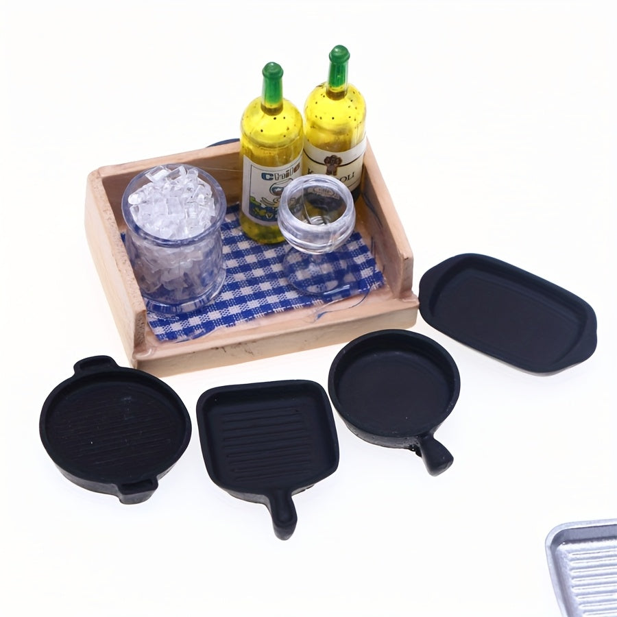 Toy Steak Frying Pan Set Plastic Kitchen Baking Tray DIY Home S