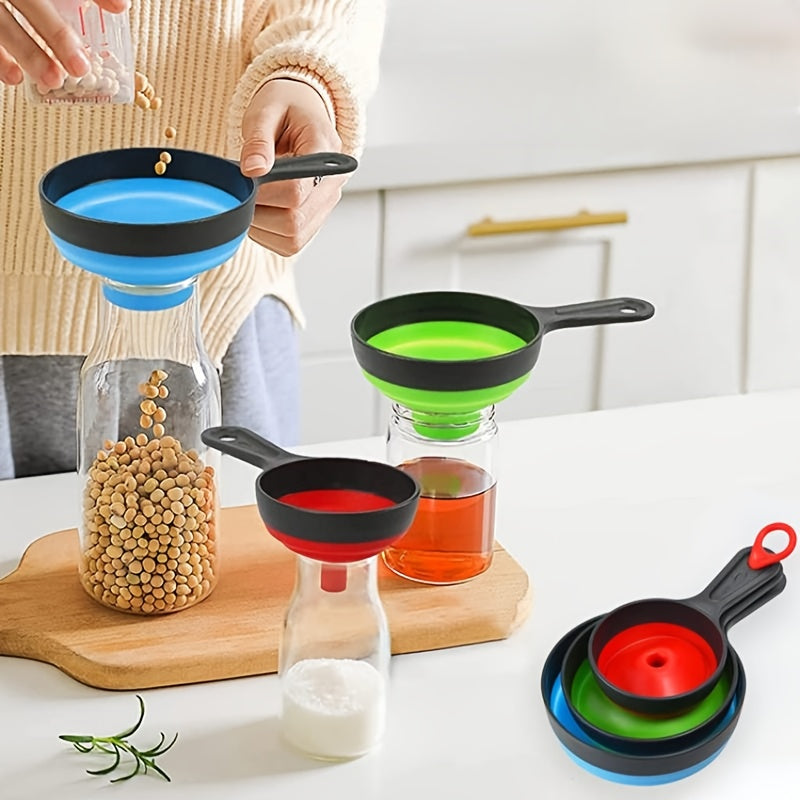 3pcs Folding Plastic Funnel Three piece Set Jam Funnel Kitchen Tools