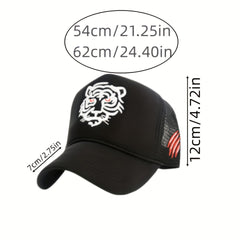 Unisex Sunshade Mesh Baseball Cap Tiger Embroidery