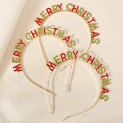 Christmas Headband Set with Rhinestone Letters for Holiday Parties