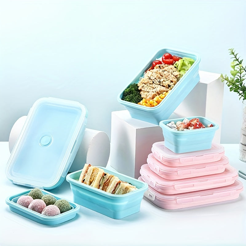 4pcs Leakproof Silicone Insulated Lunch Box Collapsible Bento Box