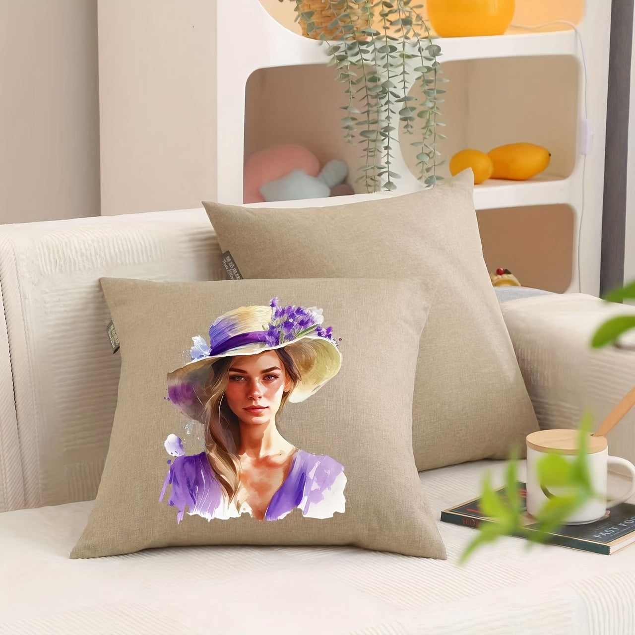 Hand painted Purple Hat Ladies Heat Transfer Film