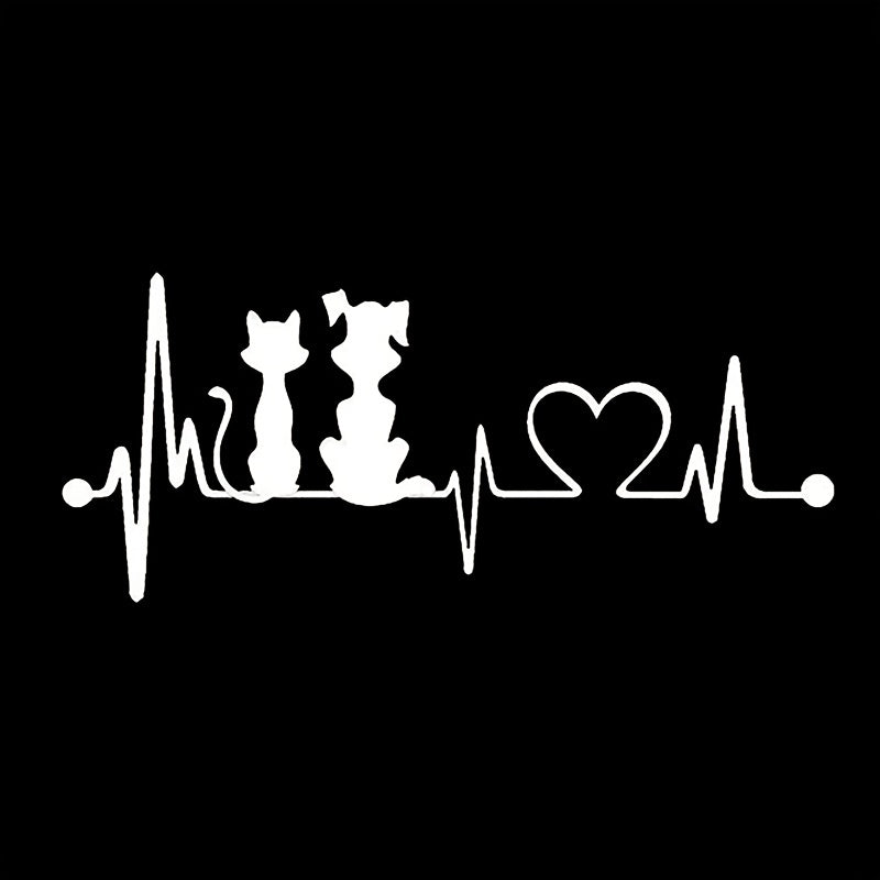 3D Cat & Dog Heartbeat Heart Care Car & Motorcycle Stickers