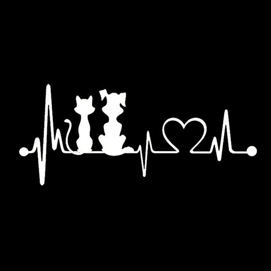 3D Cat & Dog Heartbeat Heart Care Car & Motorcycle Stickers