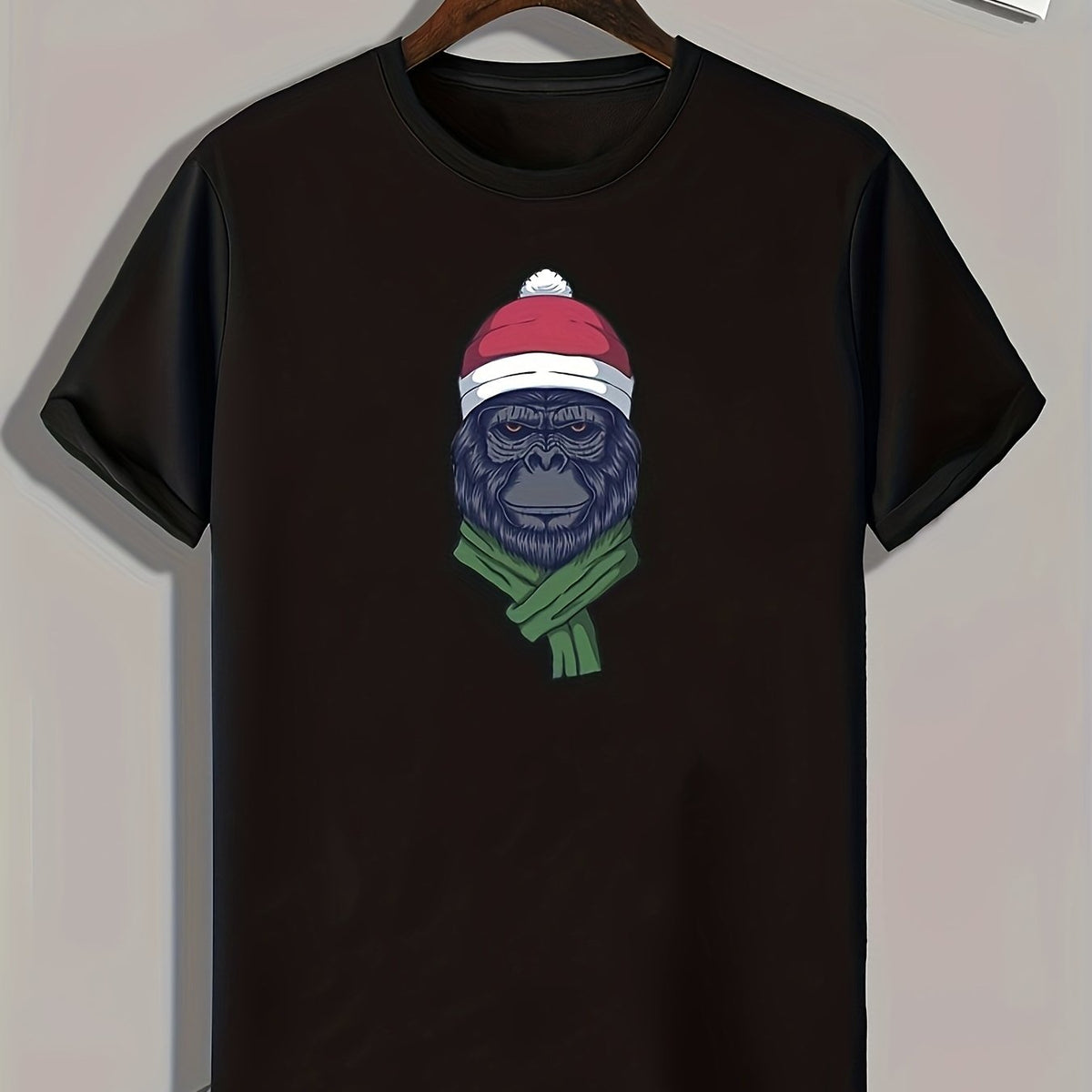 Christmas Chimpanzee Print Men's Comfy T-shirt for Outdoor Summer