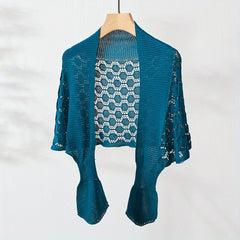Solid Knitted Shawl Hollow Out Wraps Warm Cape Scarves