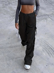  High Rise Ruched Straight Leg Pants