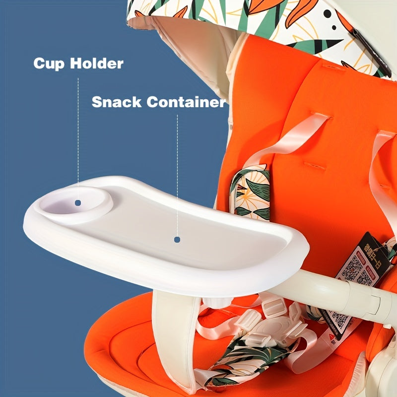 Universal Stroller Tray w/ Cup Holder & Snacks Holder, Non-Slip Grip Clip