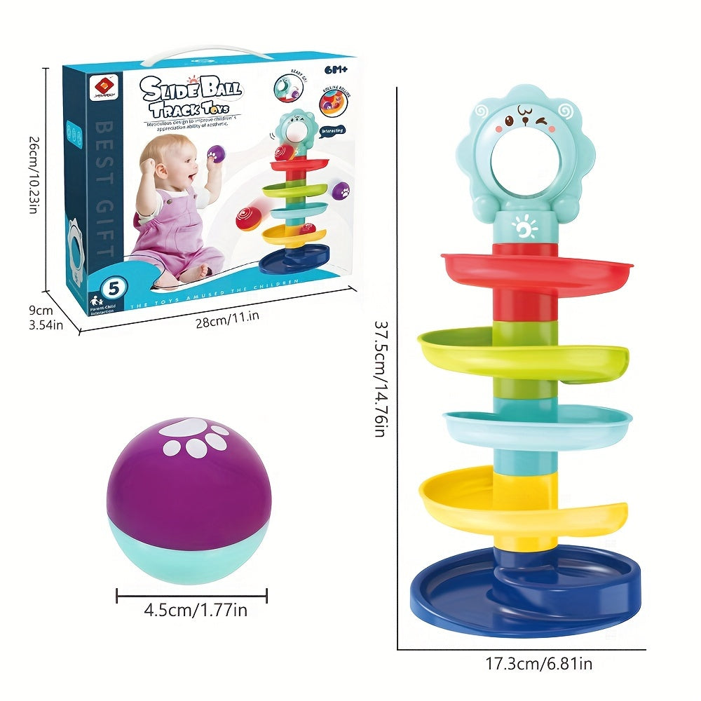 Colorful Spiral Rolling Ball Tower for Kids Early Learning