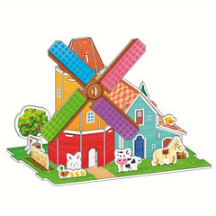 DIY Paper Dollhouse Set 3D Creative Puzzle Cabin Assembly Model Mini House