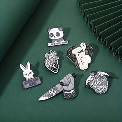 6pcs Cartoon Animal Alloy Badges Funny Horror Metal Brooch Costume
