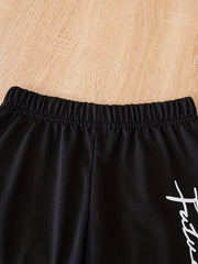 Boy's FUTURE 2pcs Block Hoodie & Sweatpants Set For Spring Fall