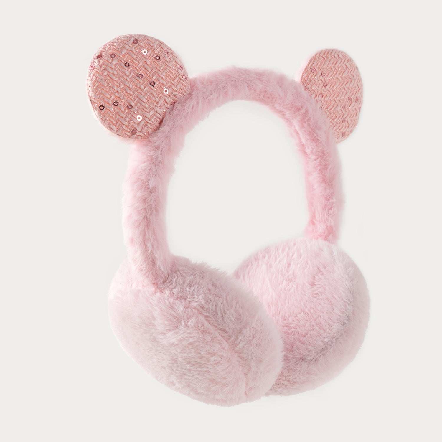 Women's Glittery Ear Flaps Plush Winter Ear Warmers in Pastel Colors