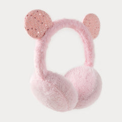Women's Glittery Ear Flaps Plush Winter Ear Warmers in Pastel Colors