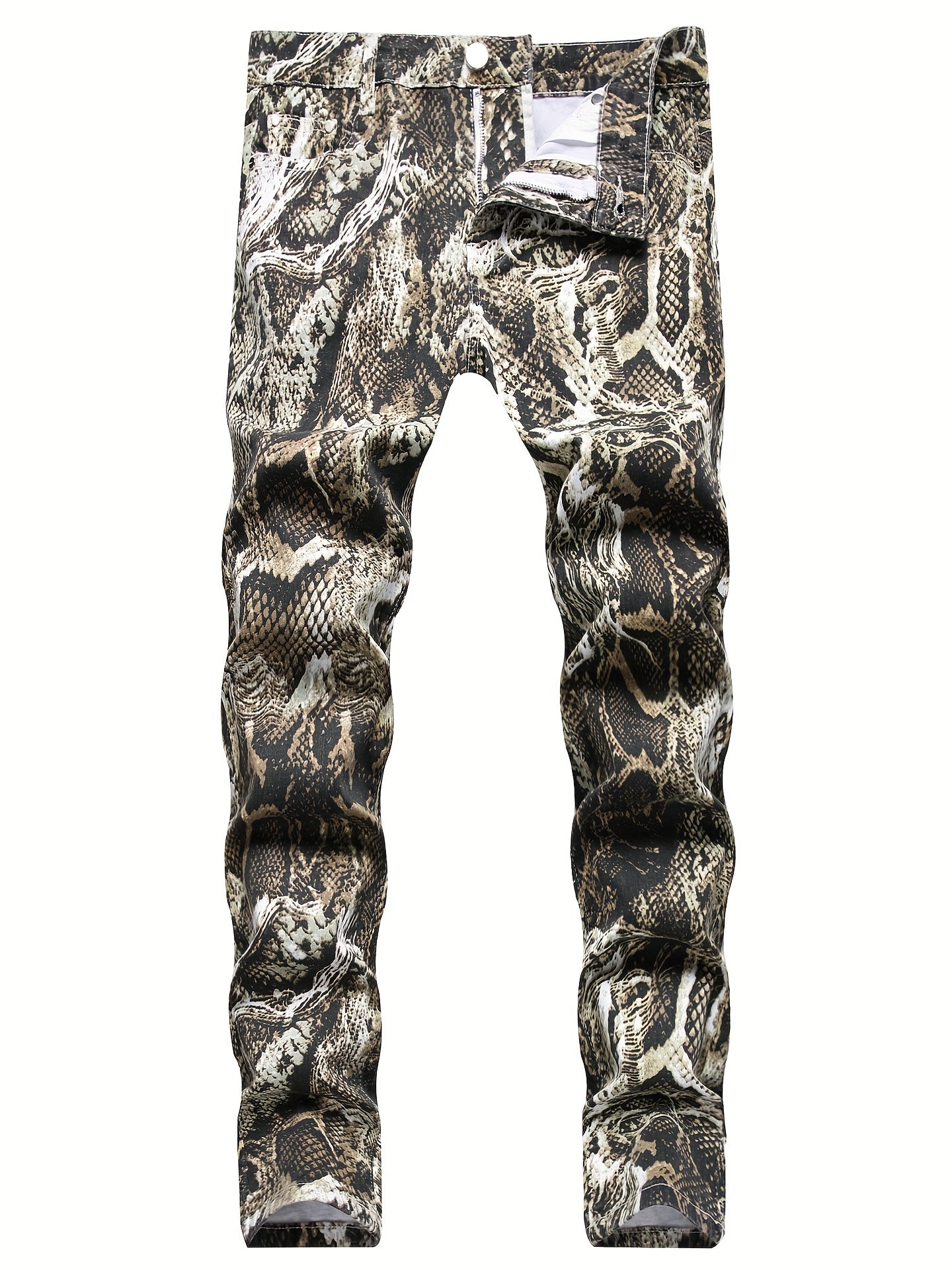 Men's Slim Fit Snake Skin Graphic Jeans Streetwear