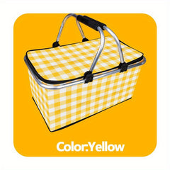 30L Plaid Pattern Picnic Storage Basket Lightweight Handbag