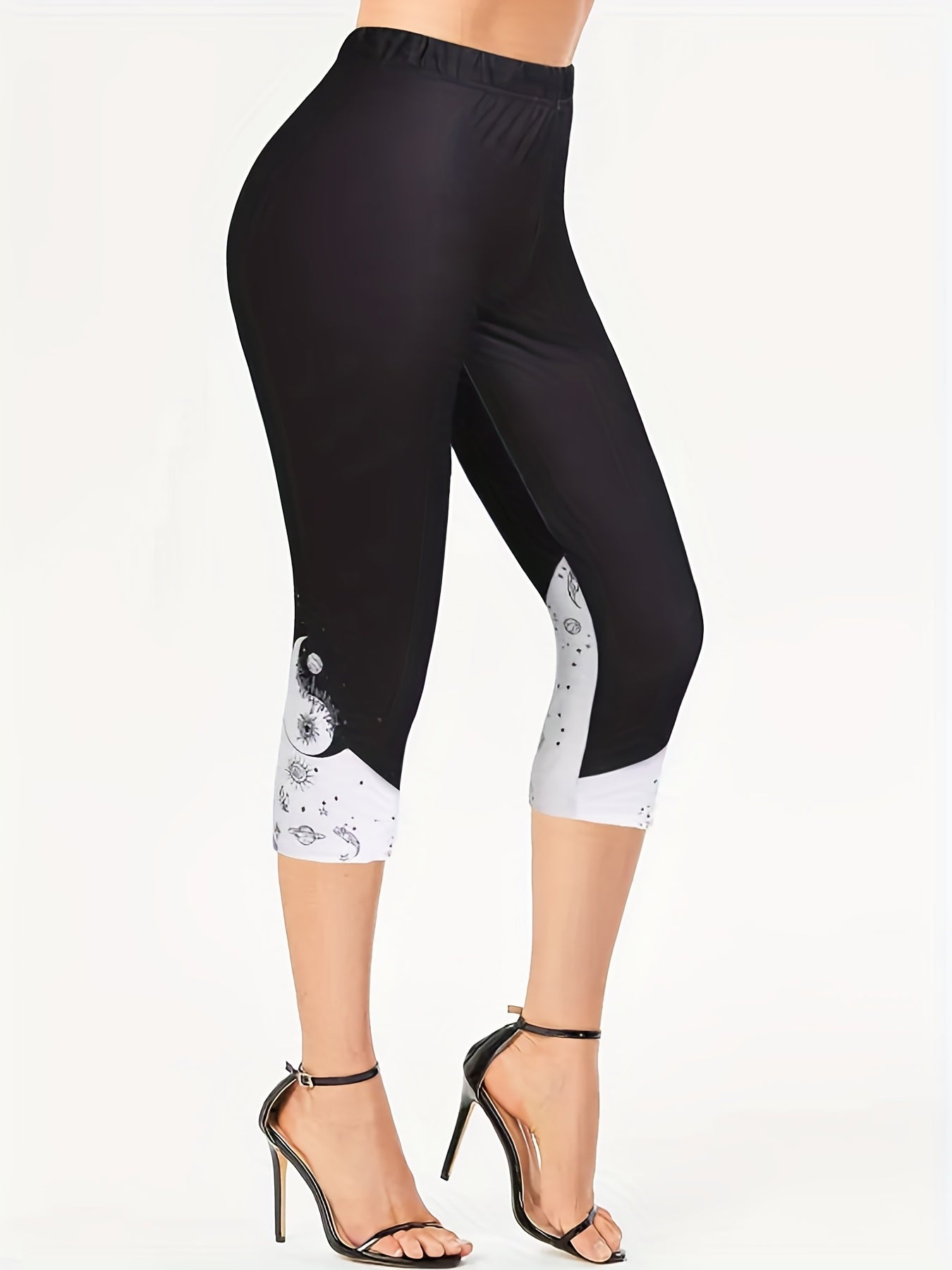 Colorblock Skinny Capris Leggings for Women