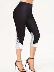 Colorblock Skinny Capris Leggings for Women