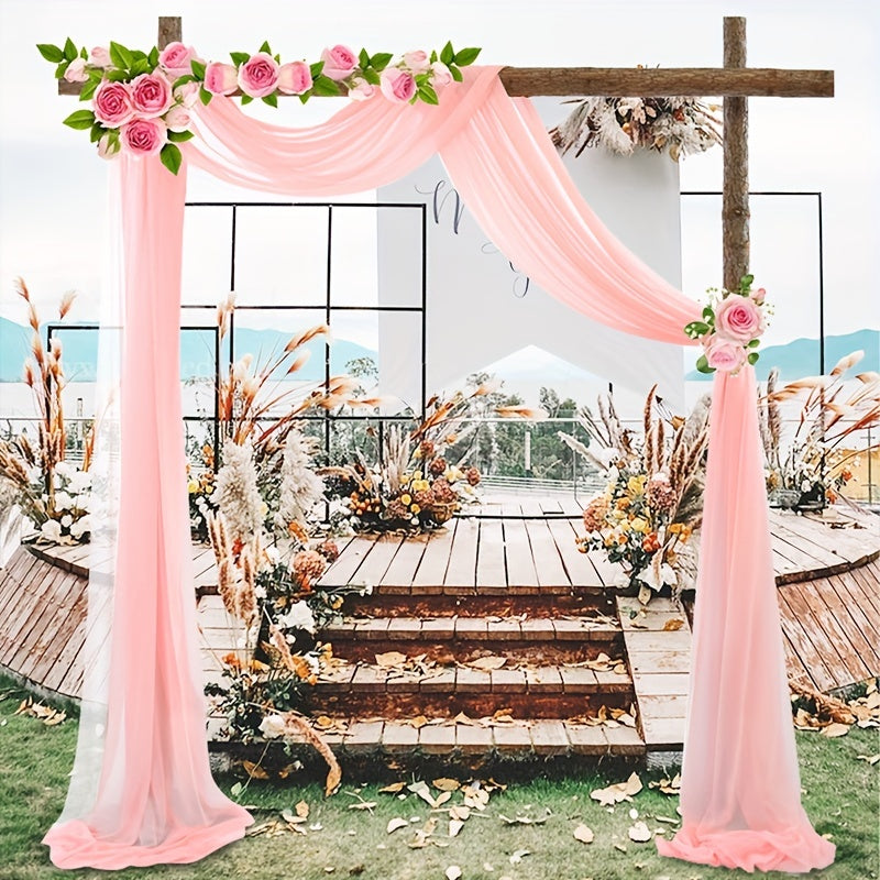 Wedding Peach Pink Chiffon Arches Valance for Decoration