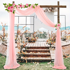 Wedding Peach Pink Chiffon Arches Valance for Decoration