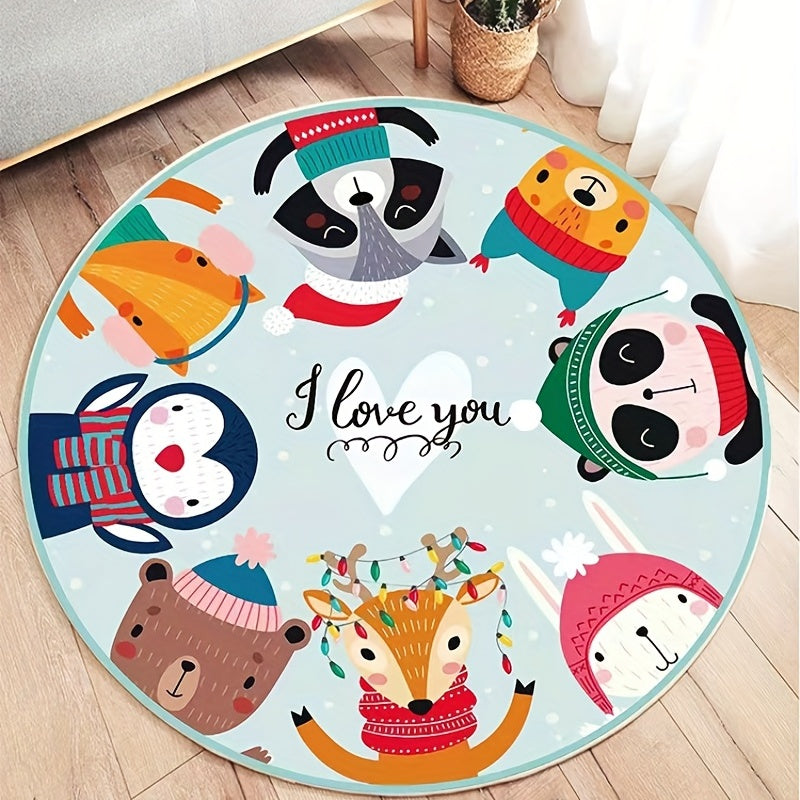 Cartoon Animal Round Play Pad Crawling Mat for Kids