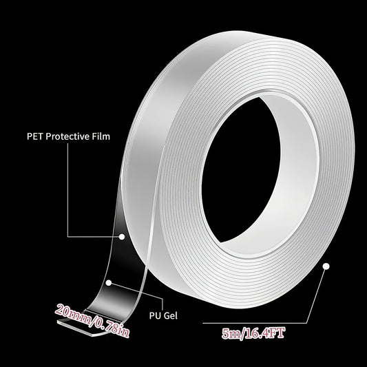 78X16FT Reusable Washable Nano Double-Sided Tape Strong Adhesive