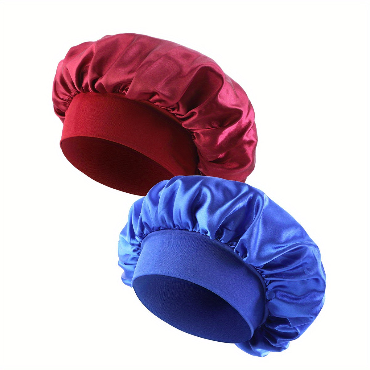 2pcs Satin Bonnet Night Sleep Hair Caps Silky Double Layer Hats