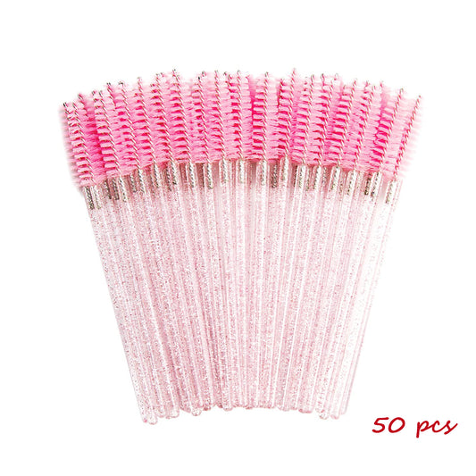 Eyelash Brushes 50pcs Crystal Handle Makeup Brush for Women's Gift