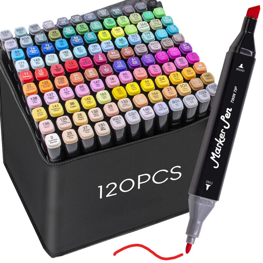 Art Markers Set 120 Colors Dual Tips