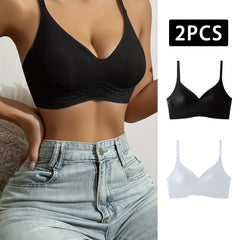 2pcs Seamless Wireless Bras Soft Intimates Bra Women's Lingerie